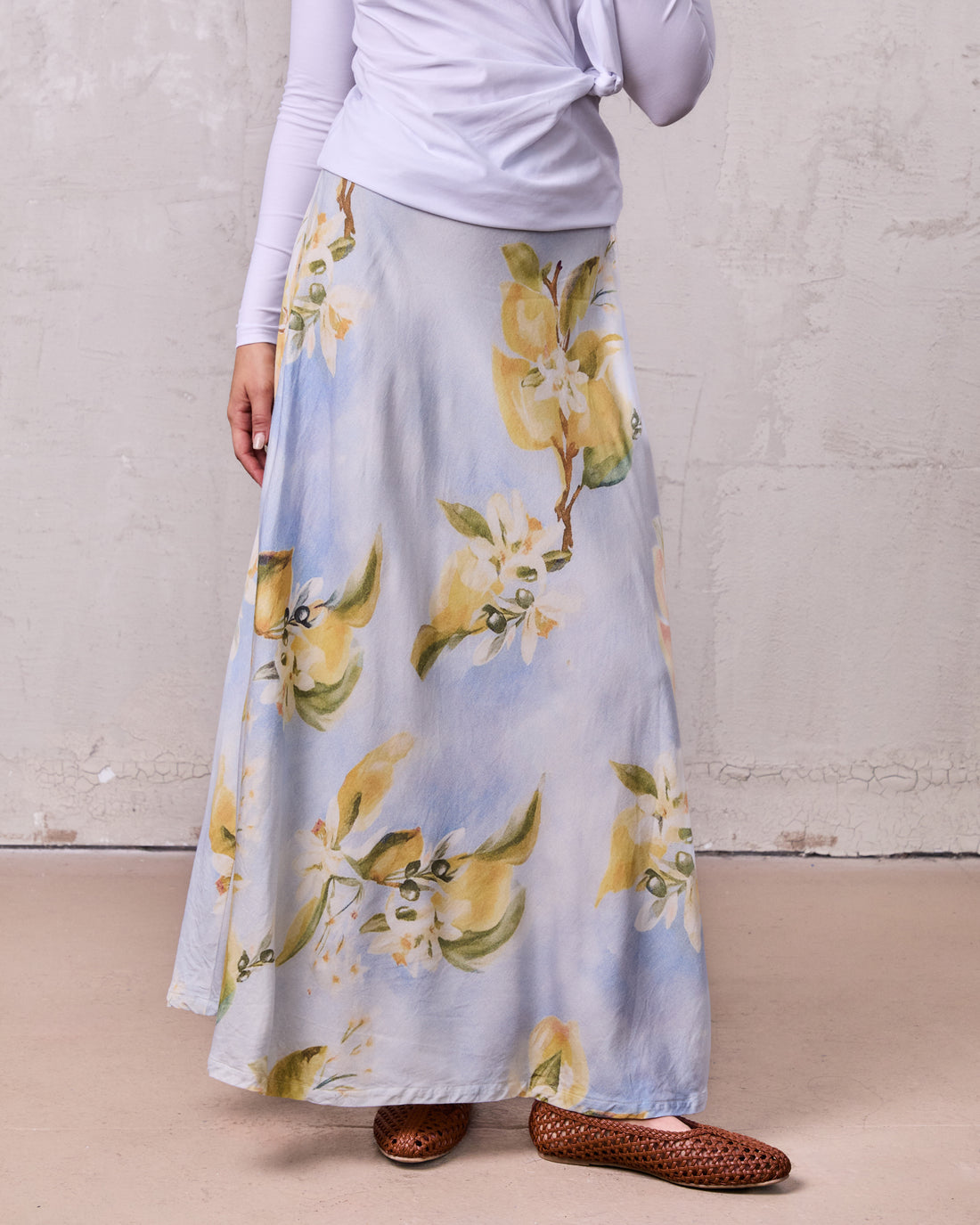 Printed Flare Skirt-Sunshine Floral