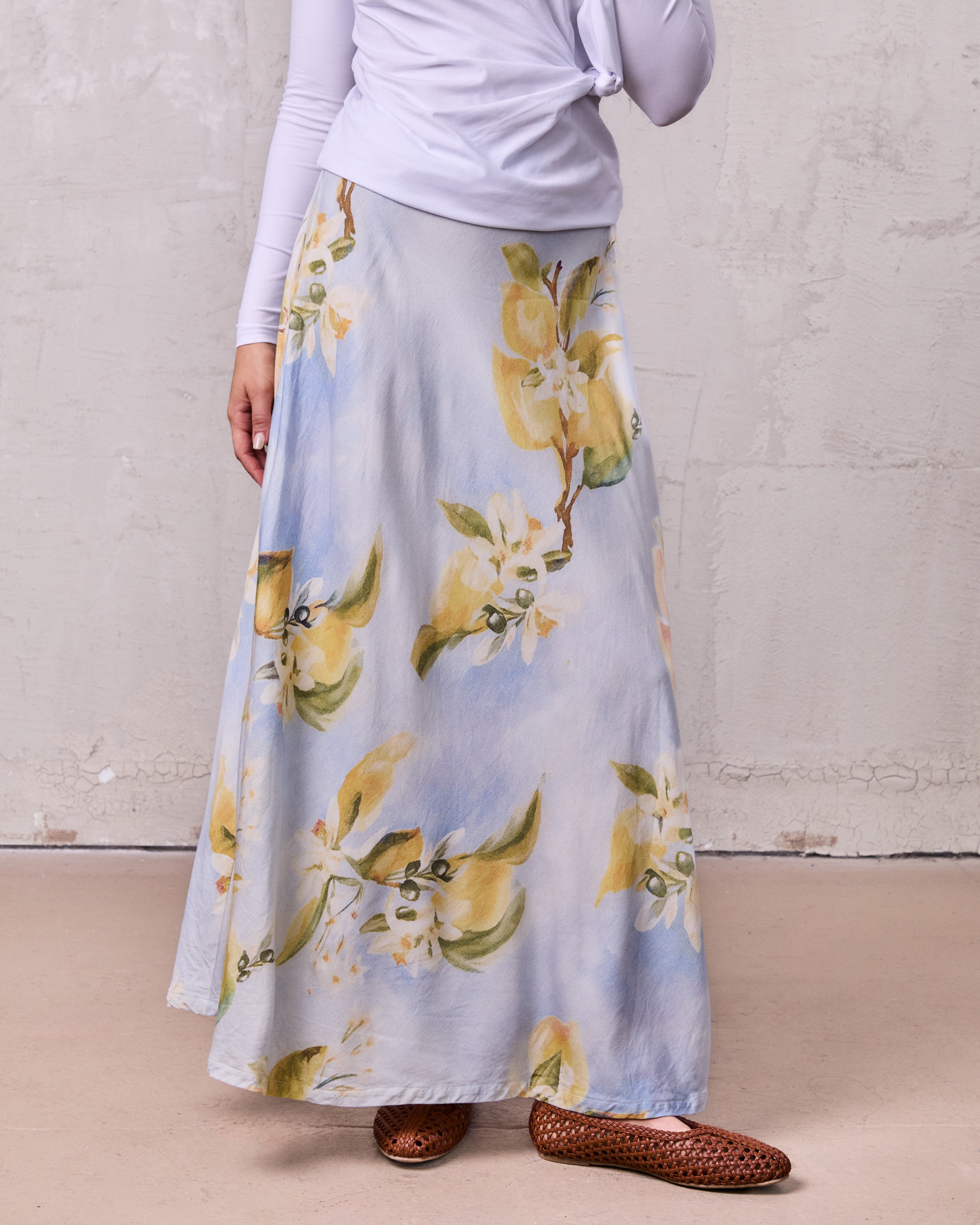 Printed Flare Skirt-Sunshine Floral