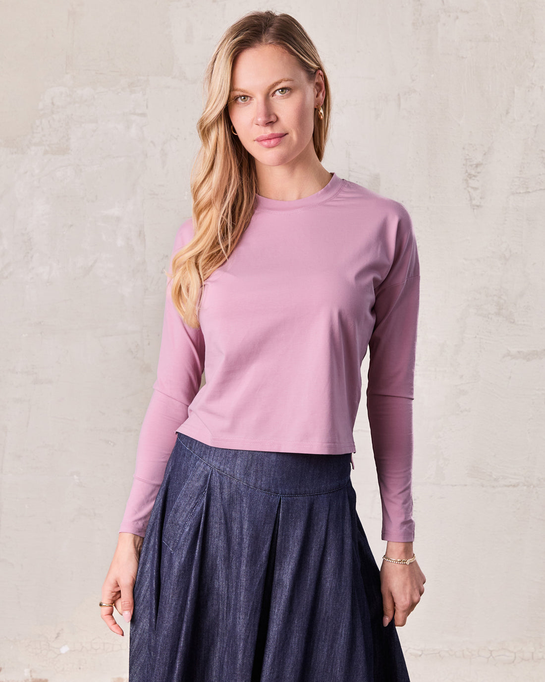 Cropped Boxy Tee-Mauve