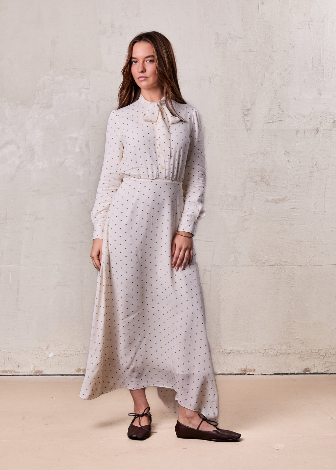 Katie Dress-Cream Polka Dot