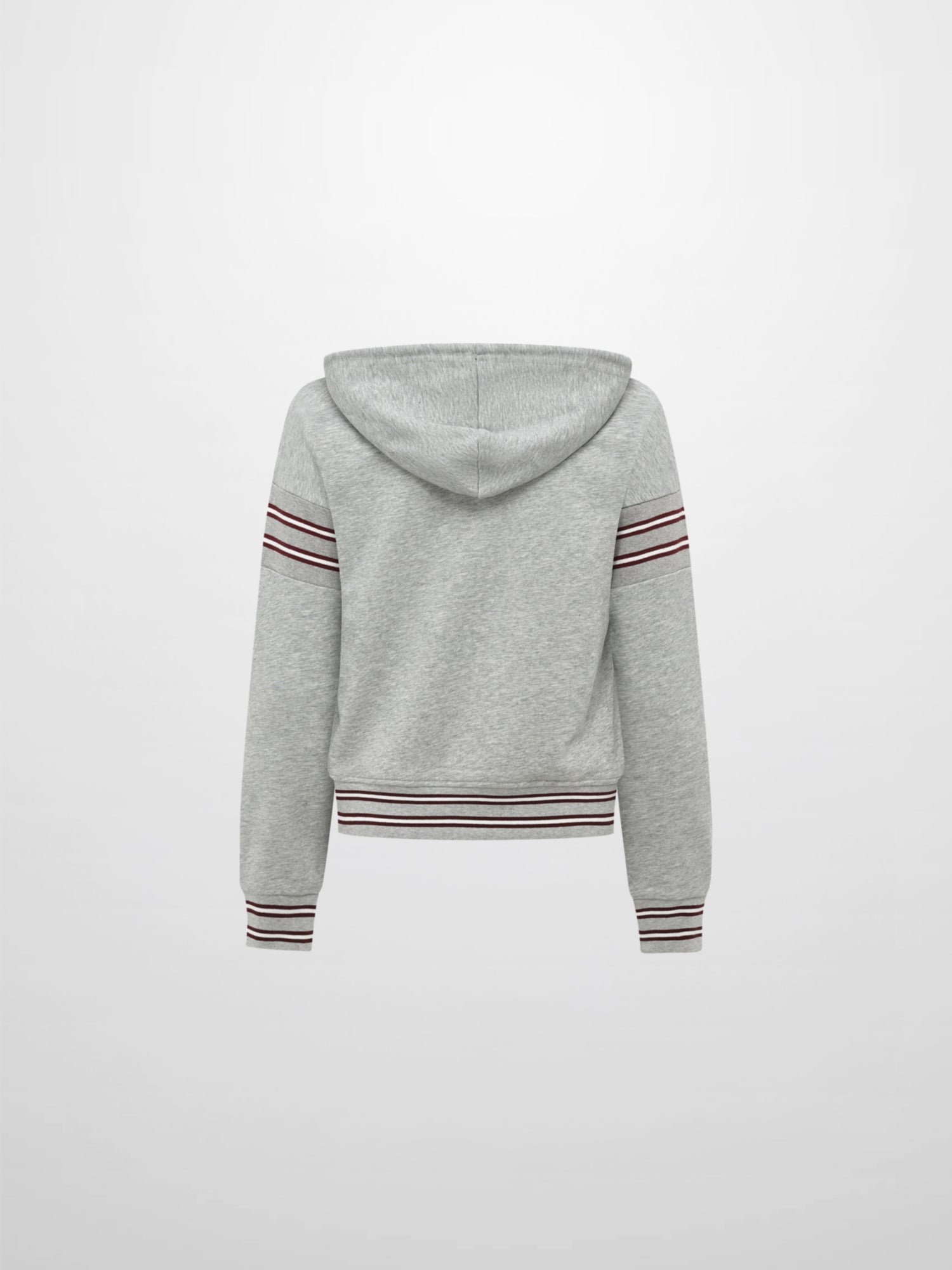 Half Zip Hoodie Sweatshirt - Grey/Burgundy