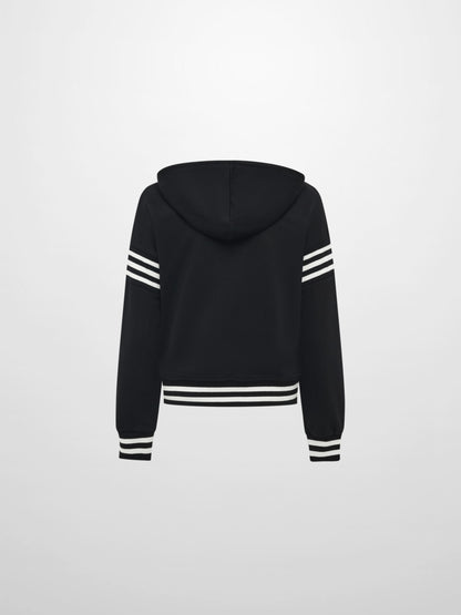 Half Zip Hoodie Sweatshirt - Black/White