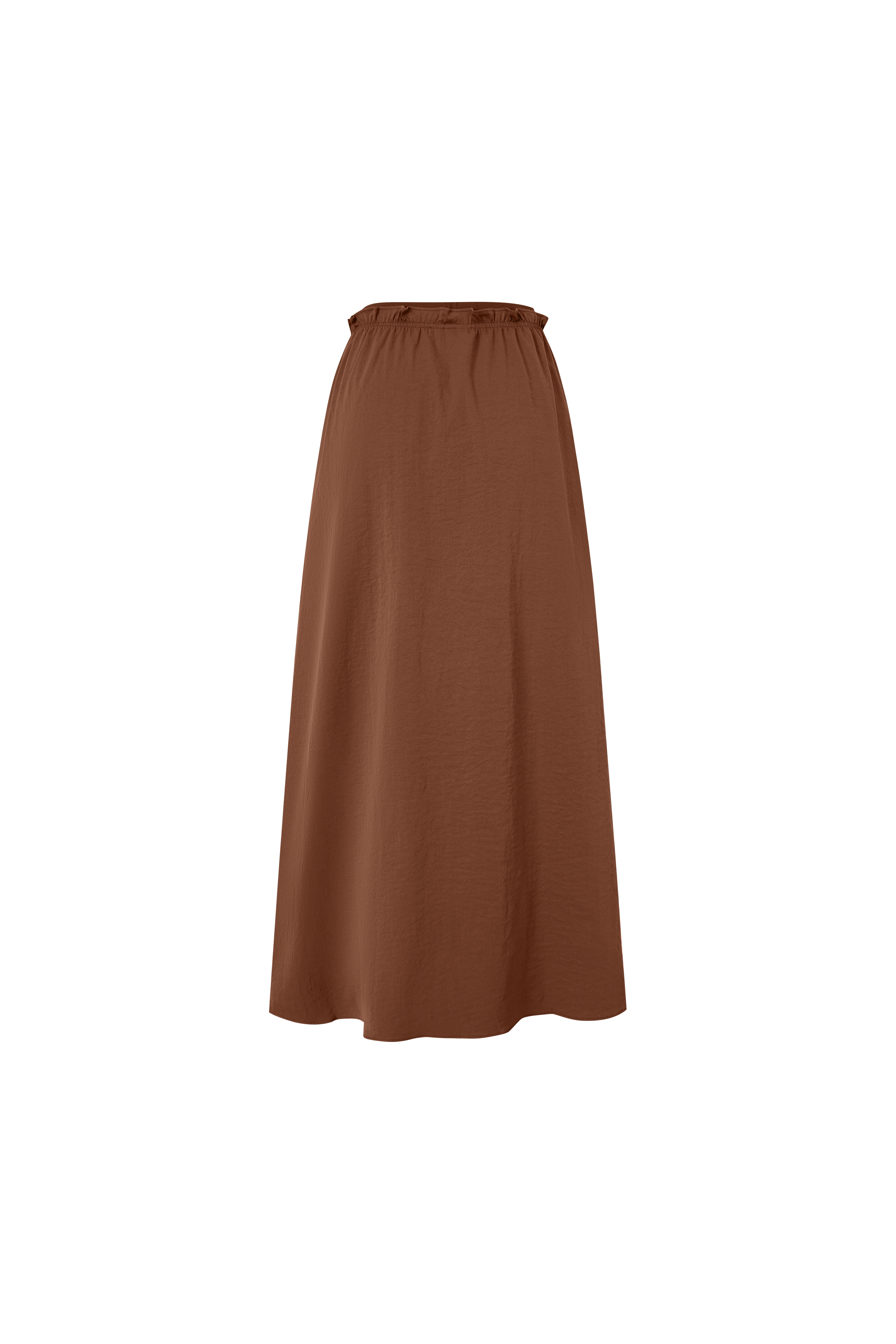 Elastic Waist Ruffle Skirt-Brown