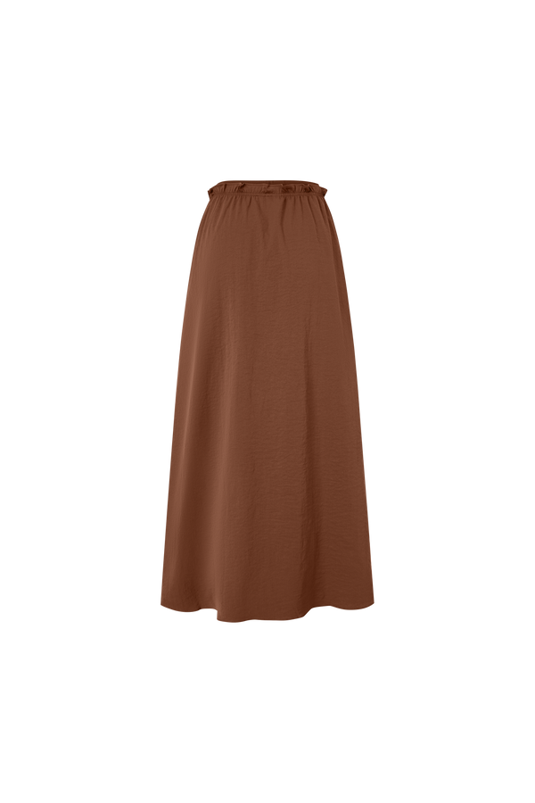 Elastic Waist Ruffle Skirt-Brown