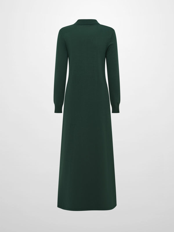 Knit Maxi Polo Dress - Green