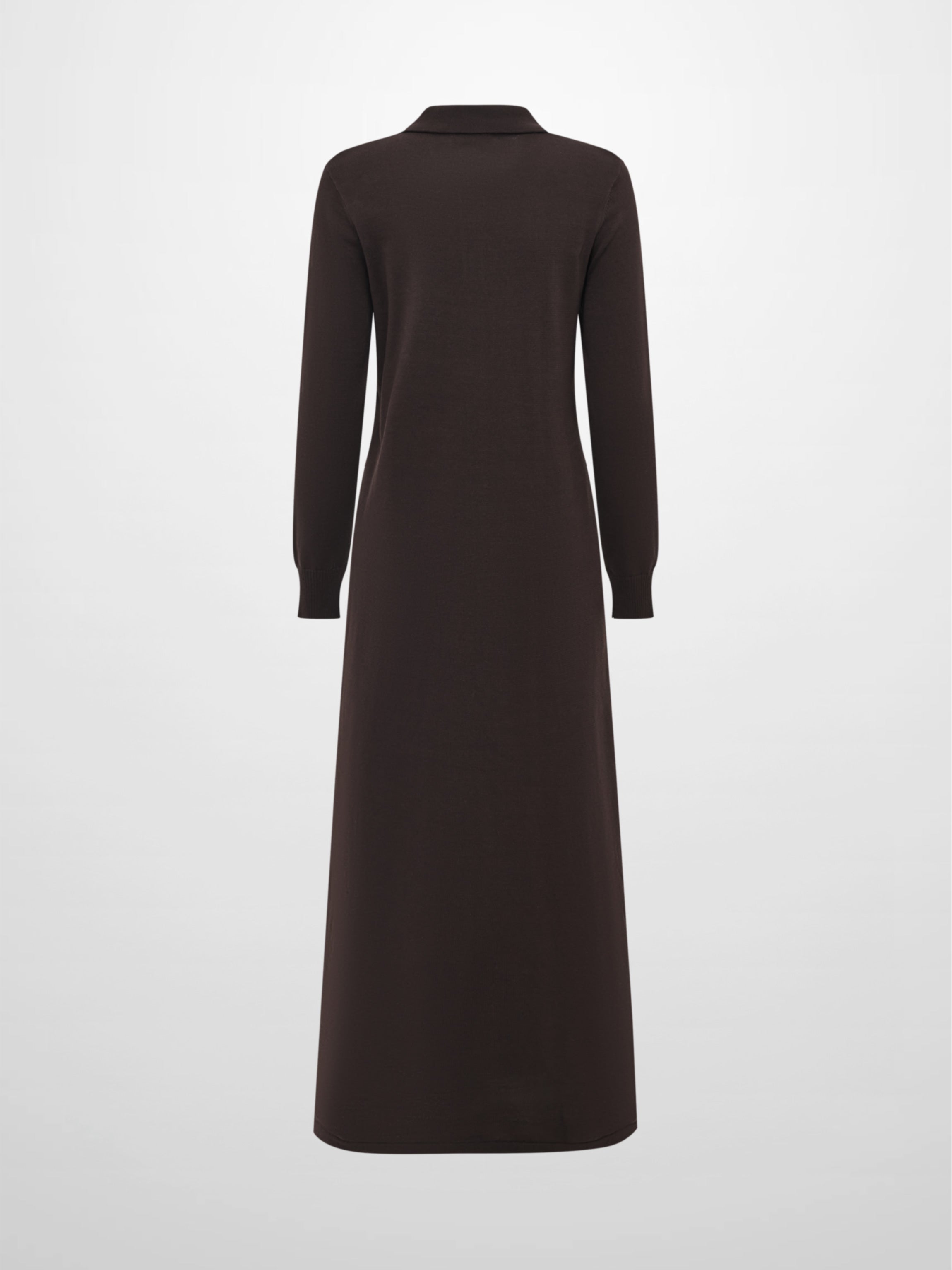Knit Maxi Polo Dress - Brown