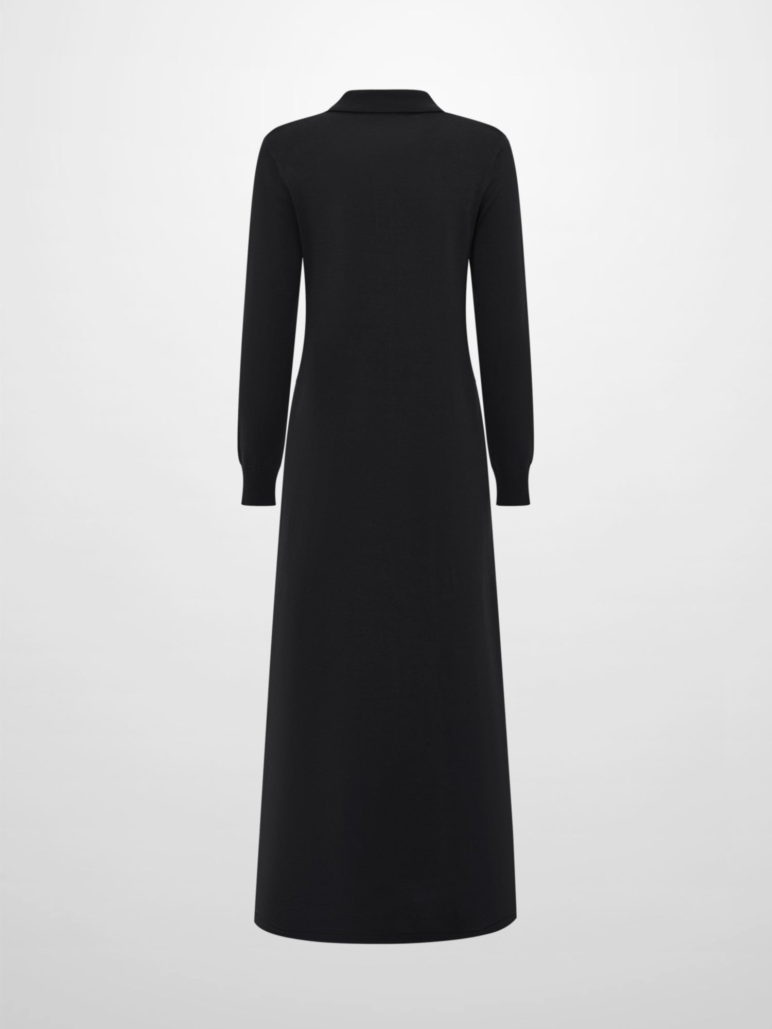 Knit Maxi Polo Dress - Black