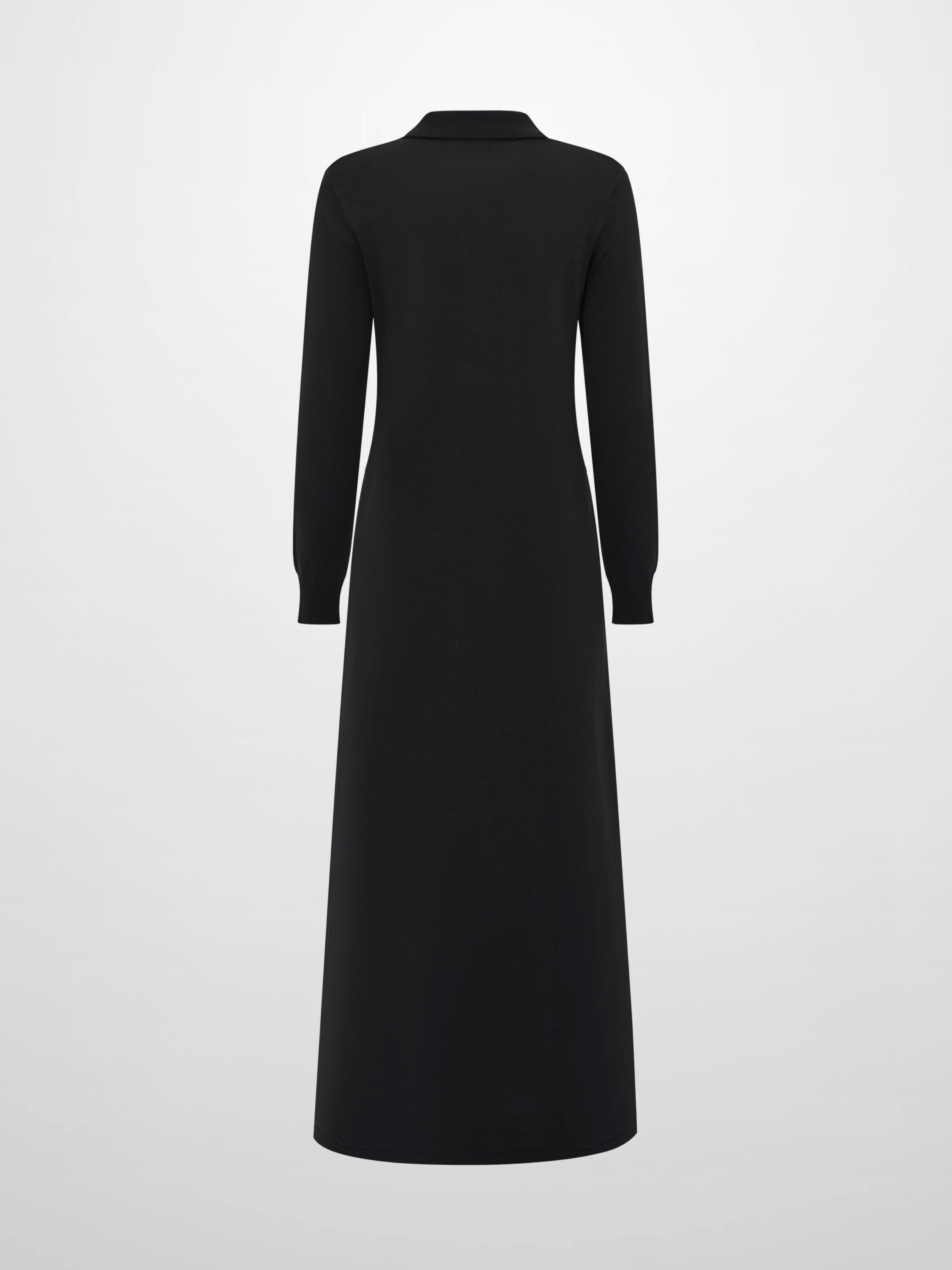 Knit Maxi Polo Dress - Black