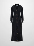 Cable Belted Long Sweater Dress - Black