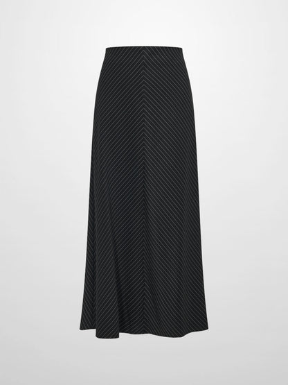 Pinstripe A-Line Skirt - Black Pinstripe