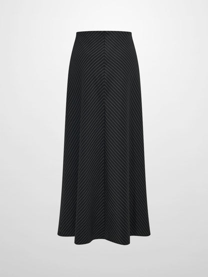Pinstripe A-Line Skirt - Black Pinstripe