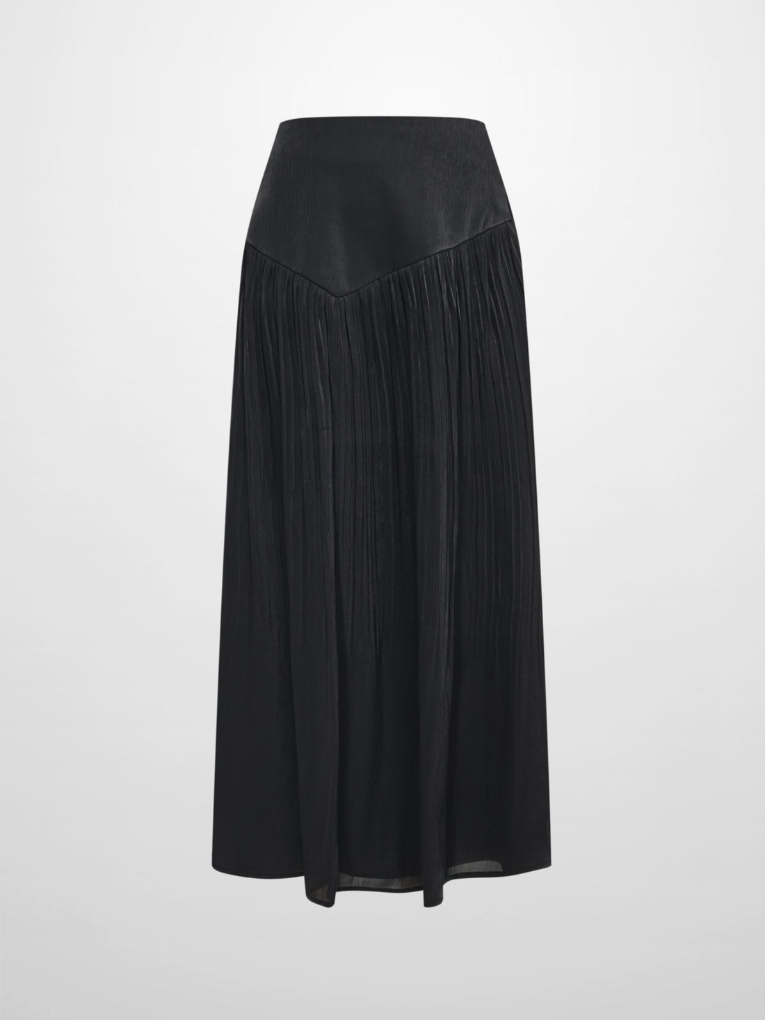 Pointed Yoke Shimmer Skirt - Black
