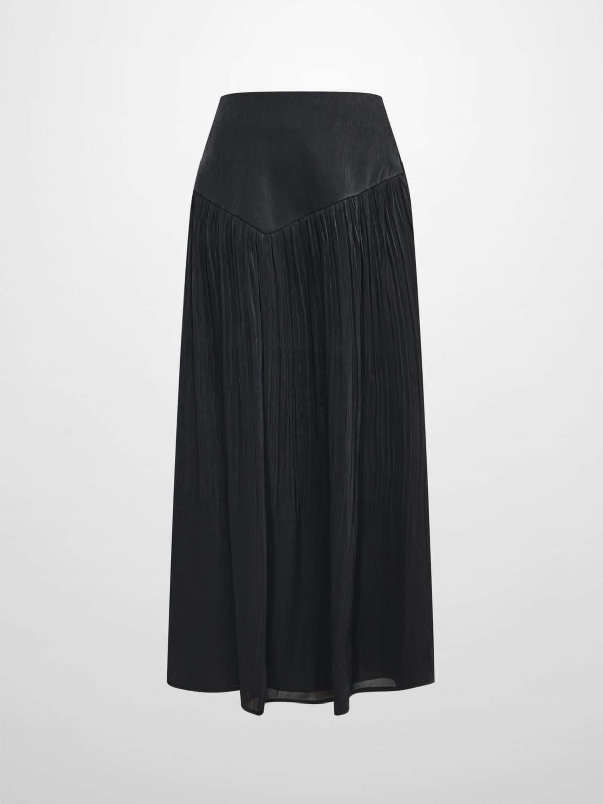 Pointed Yoke Shimmer Skirt - Black