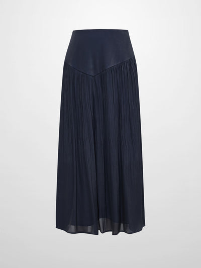 Pointed Yoke Shimmer Skirt - Navy