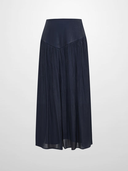 Pointed Yoke Shimmer Skirt - Navy