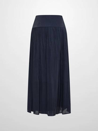 Pointed Yoke Shimmer Skirt - Navy