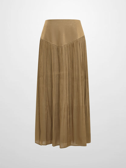 Pointed Yoke Shimmer Skirt - Bronze