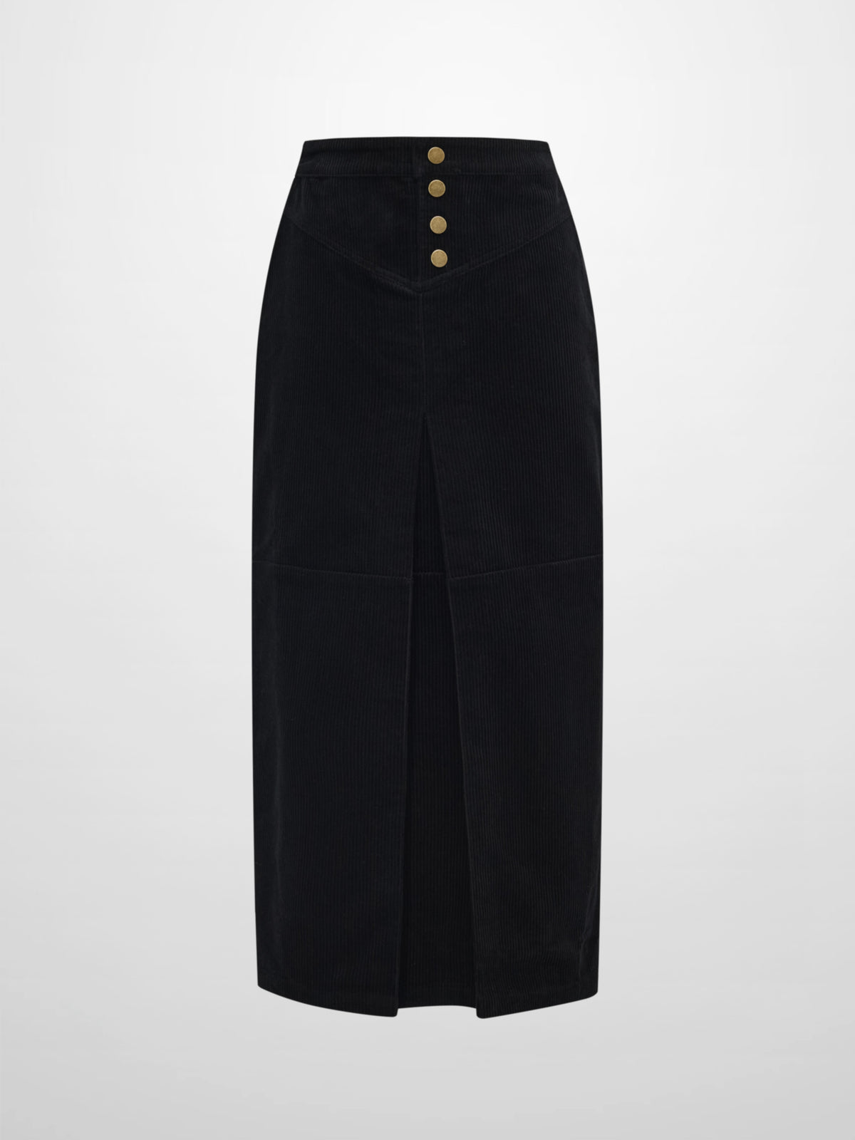 Corduroy Front Pleat Skirt - Black