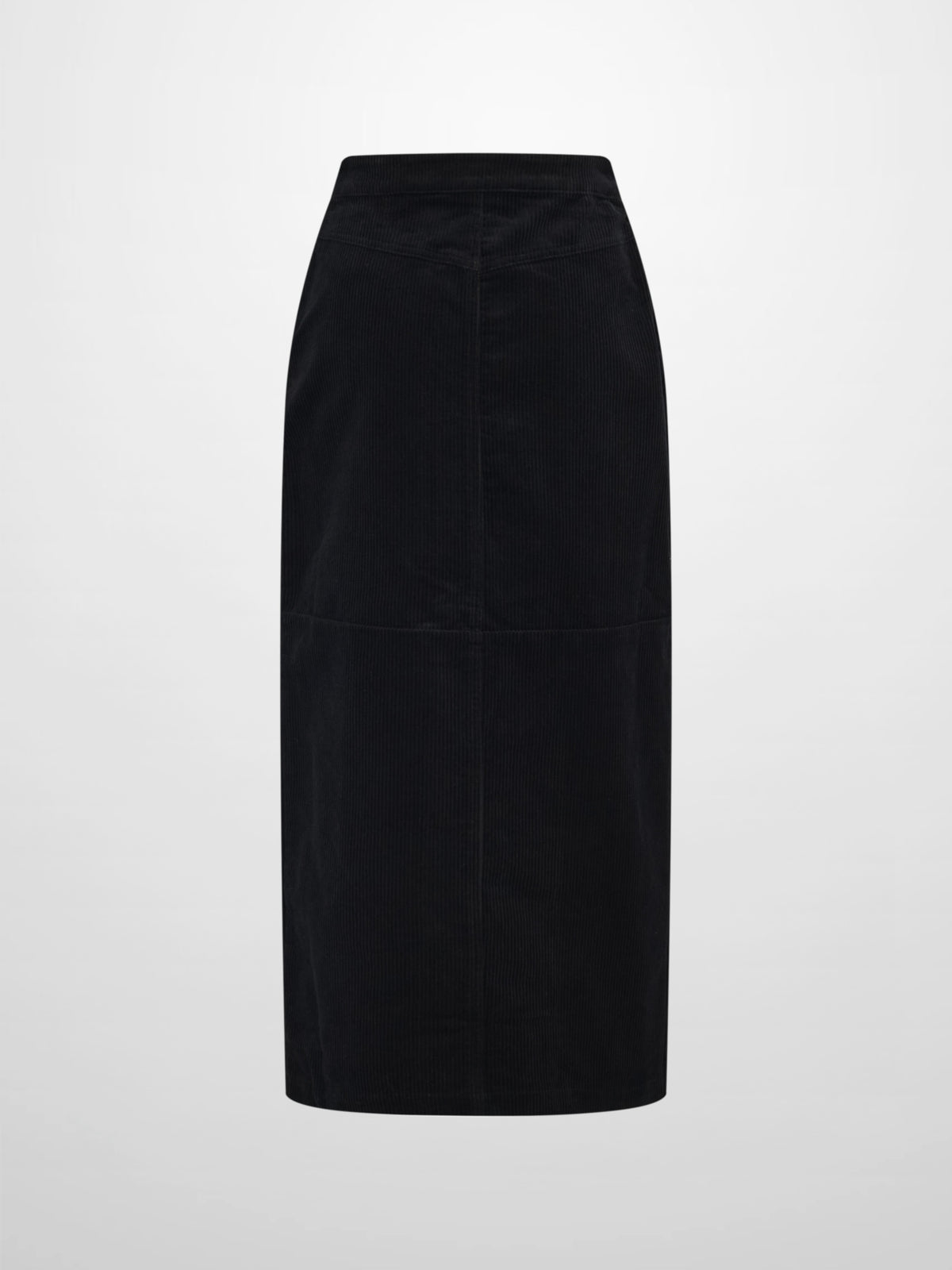 Corduroy Front Pleat Skirt - Black