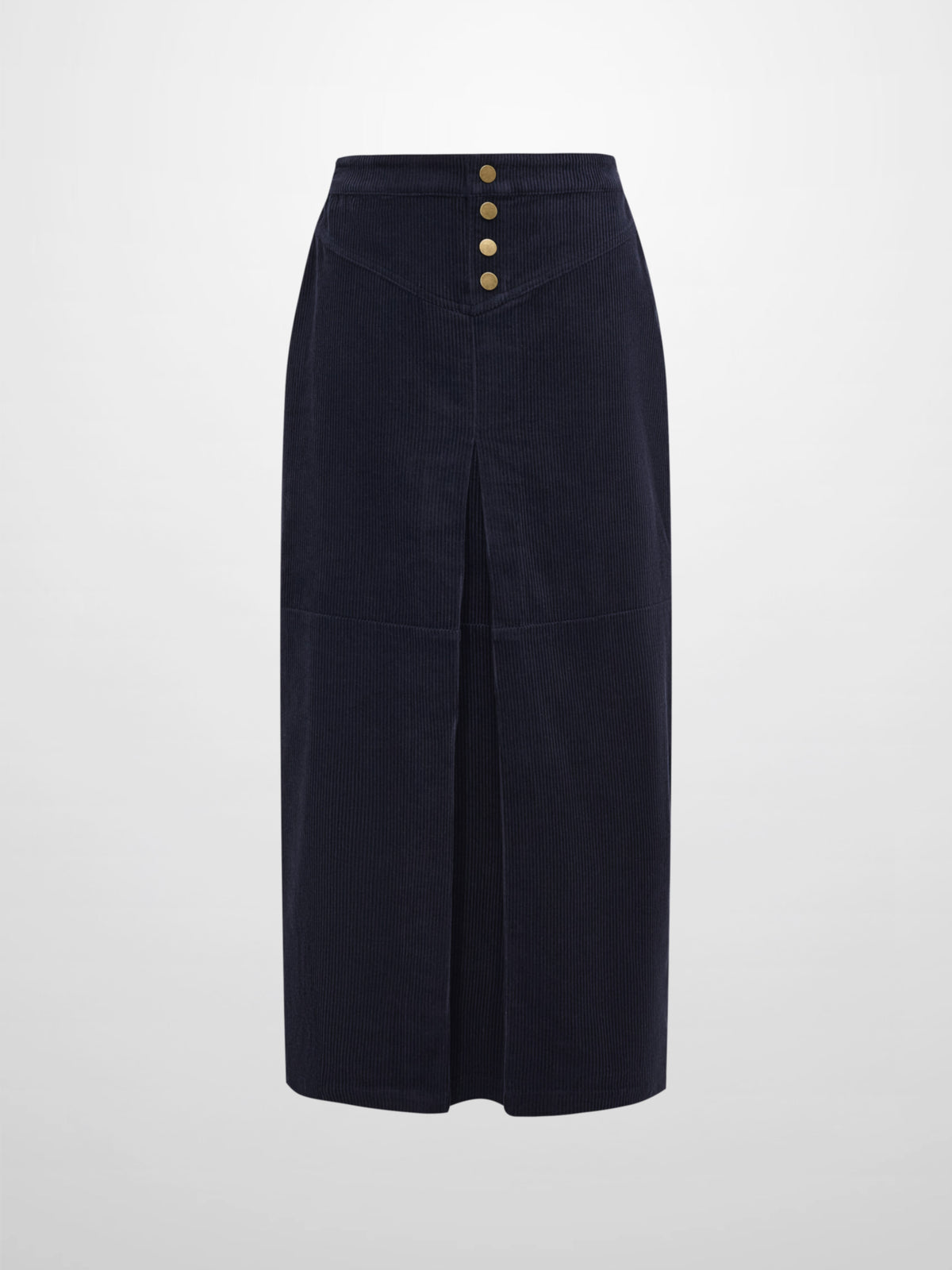 Corduroy Front Pleat Skirt - Navy