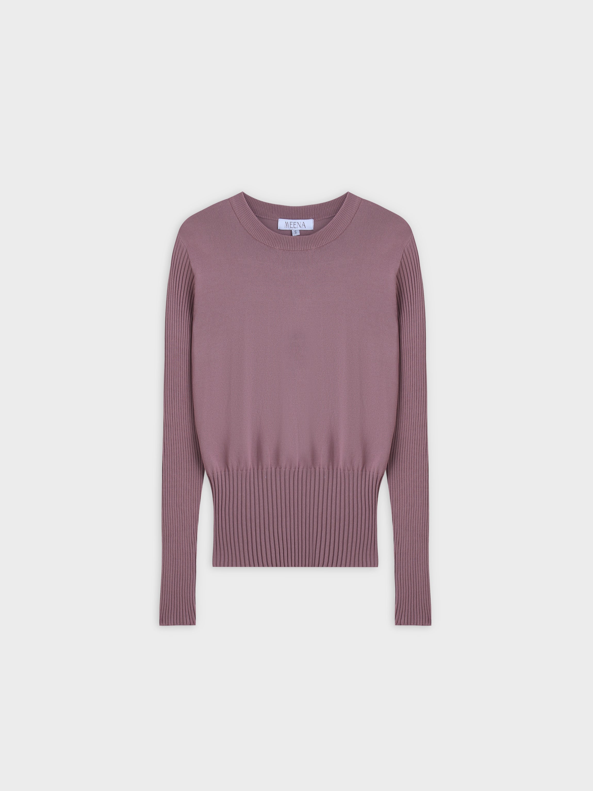 RIBBED WAISTED SWEATER-LILAC