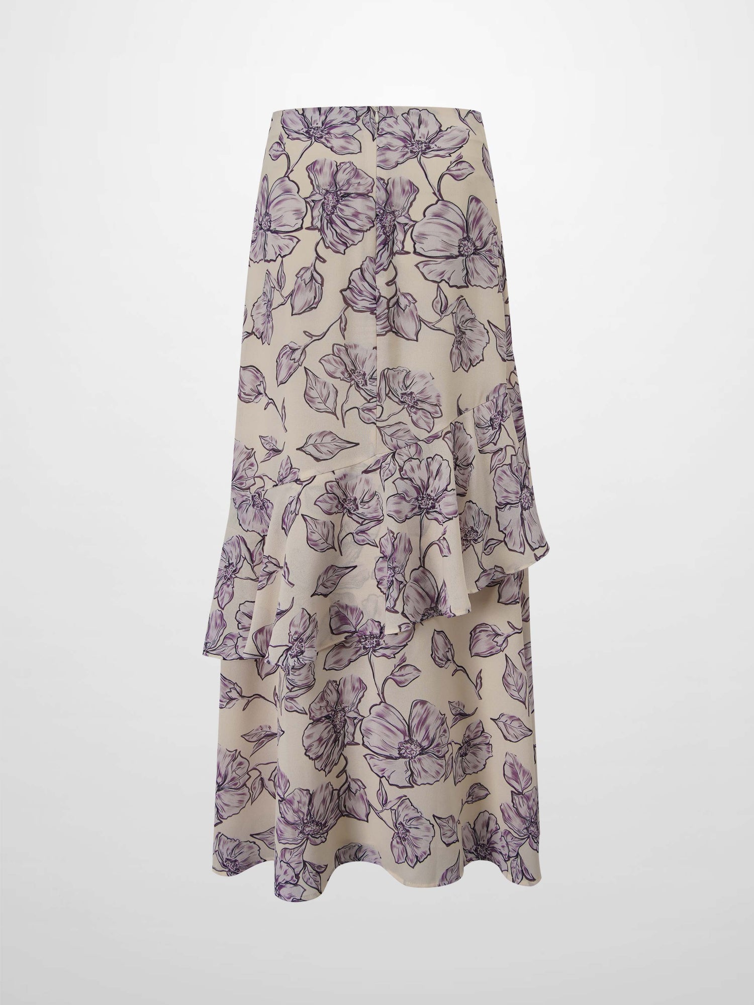 Asymmetrical Ruffle Skirt-Lavander Floral
