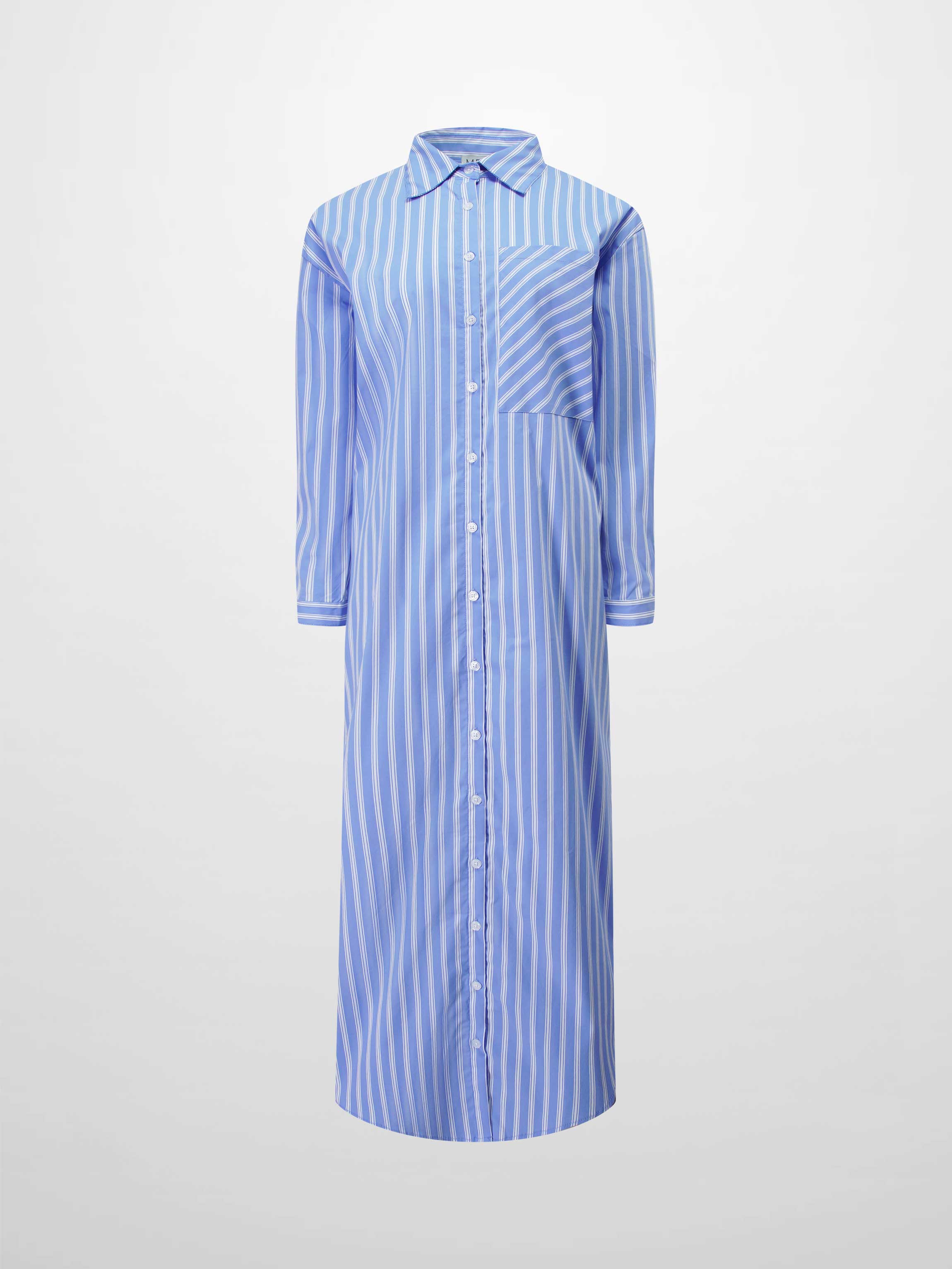 Oversized Shirtdress-Light Blue/White