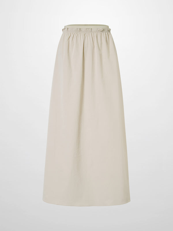 Elastic Waist Ruffle Skirt-Bone