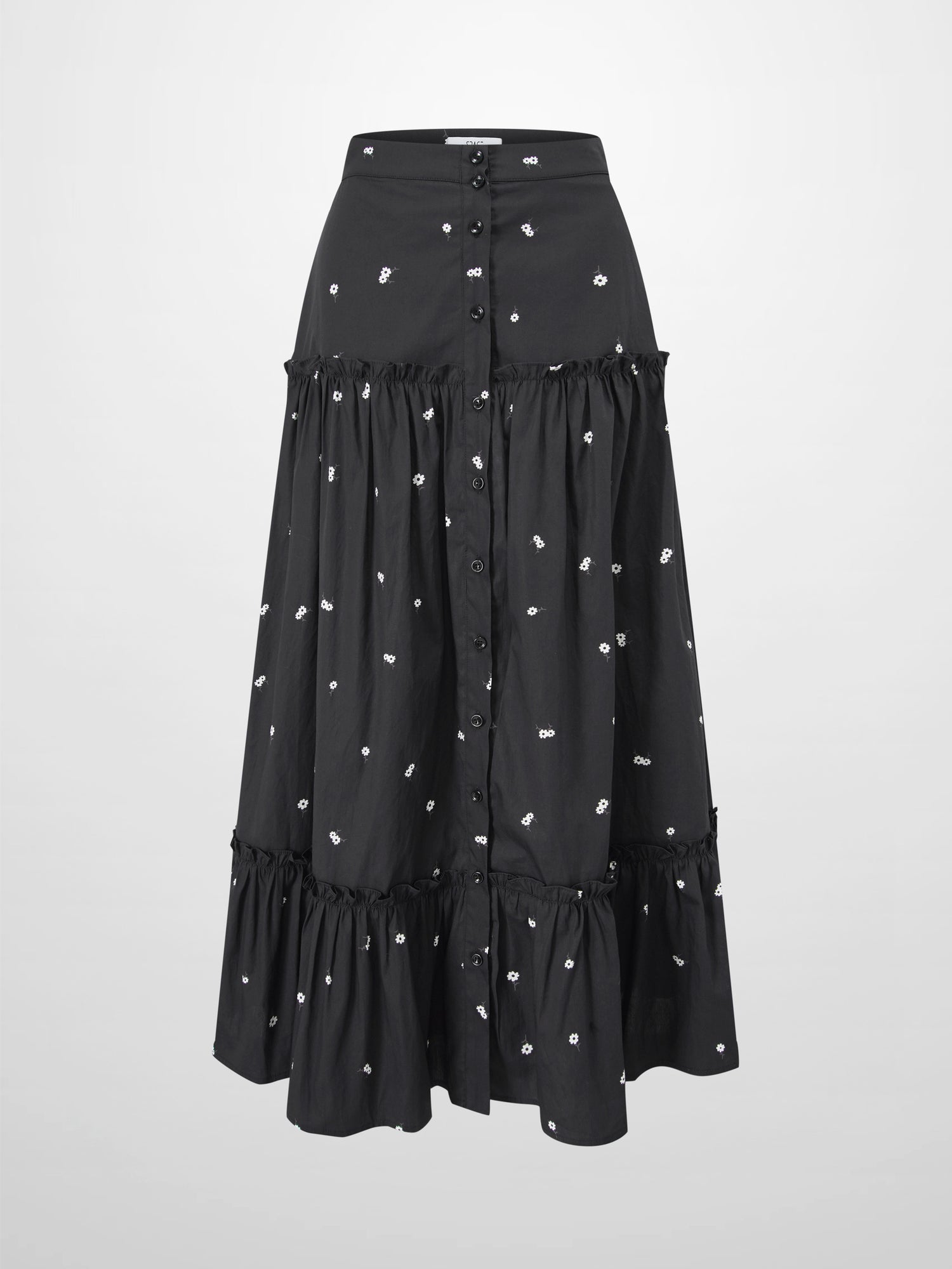 Ombre Flower Skirt-Black