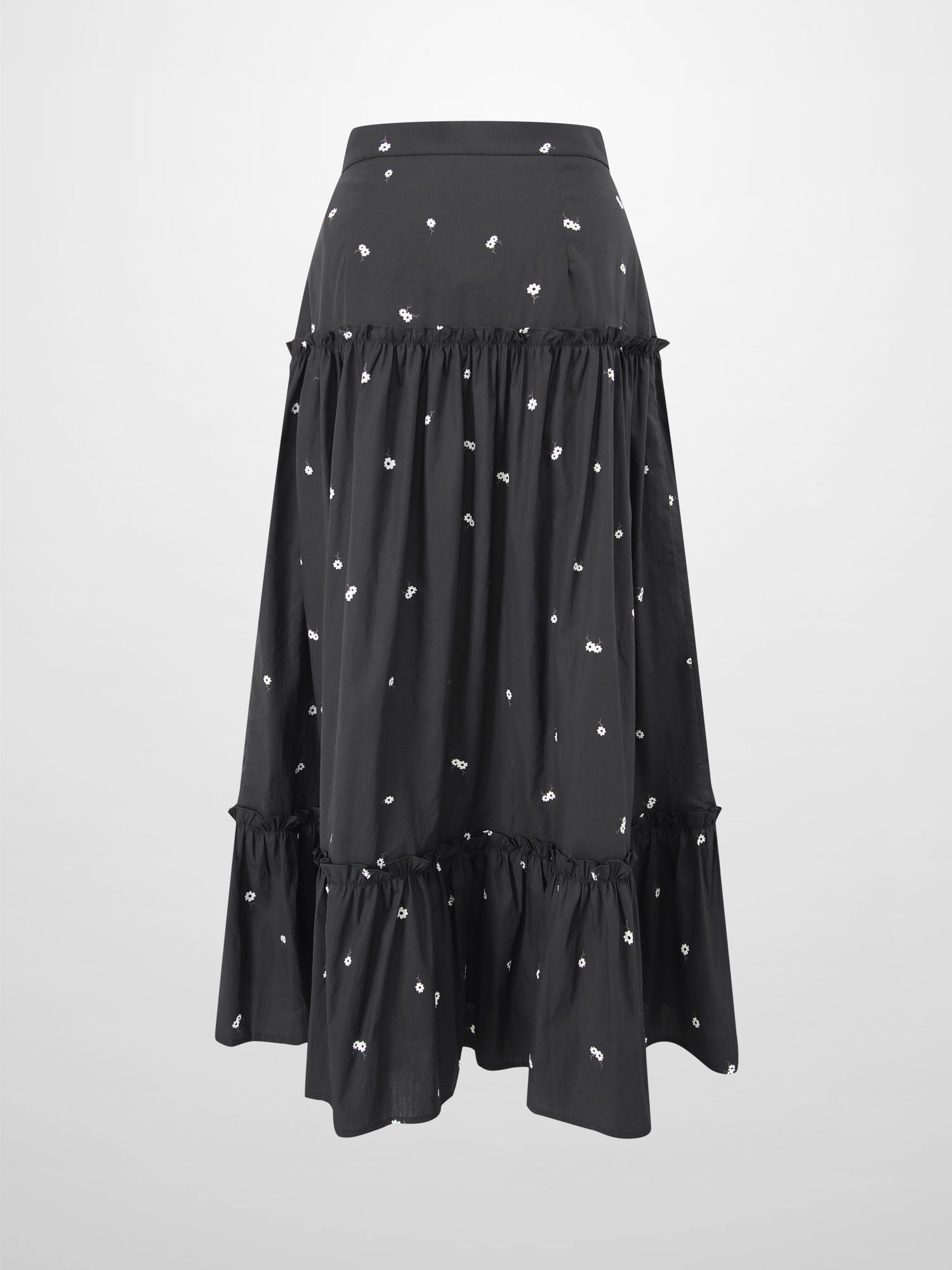 Ombre Flower Skirt-Black