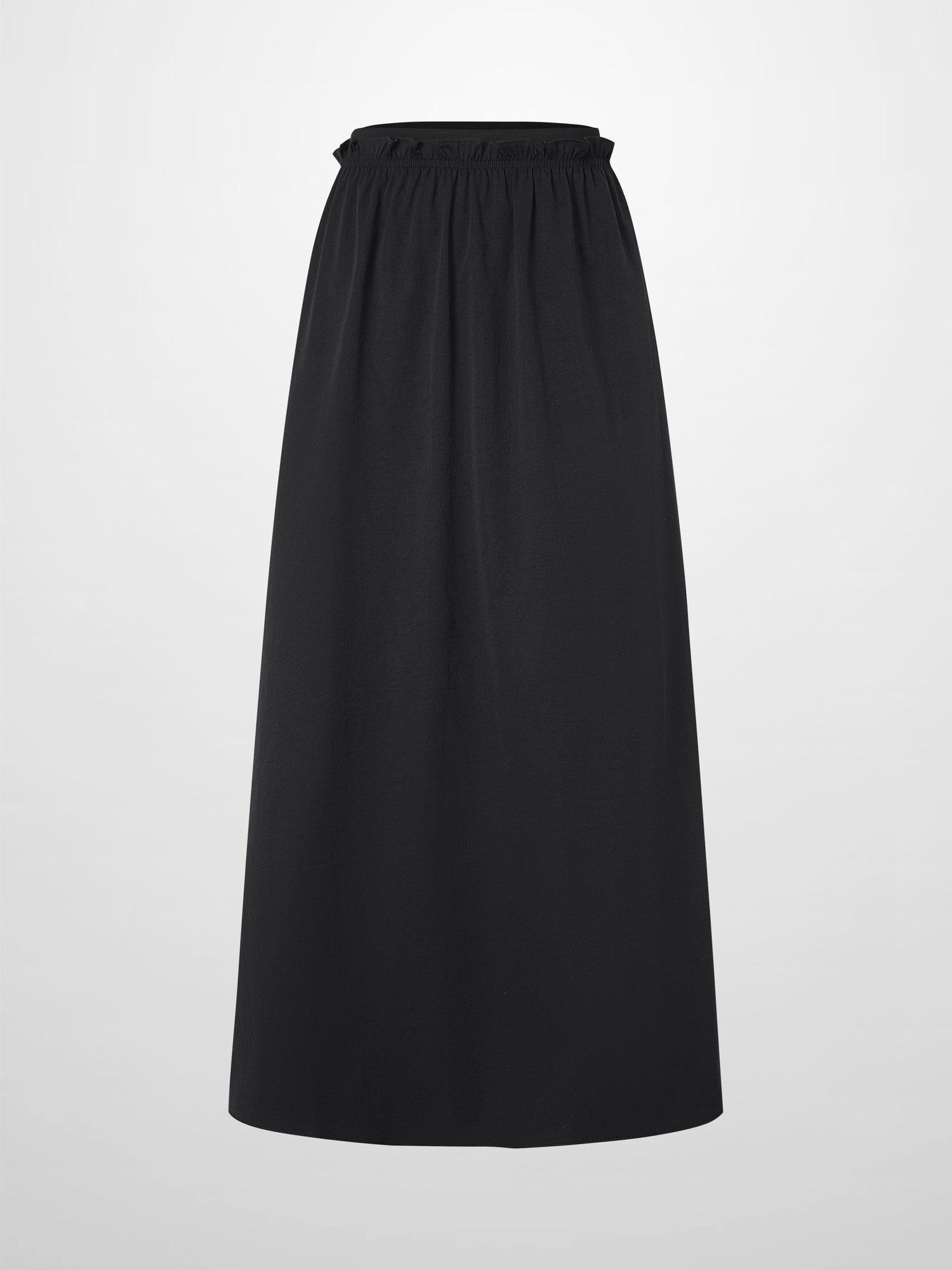 Elastic Waist Ruffle Skirt-Black