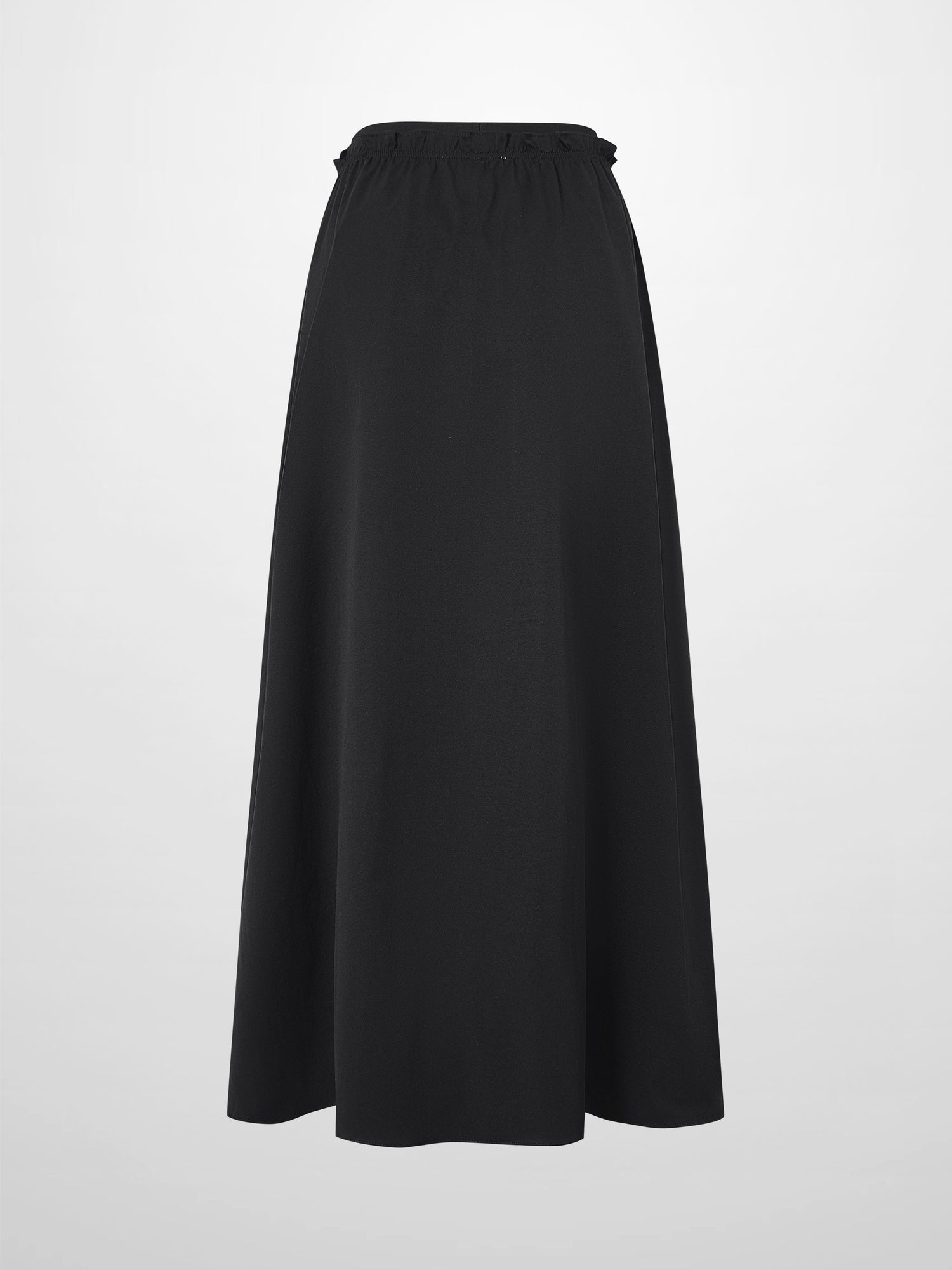 Elastic Waist Ruffle Skirt-Black