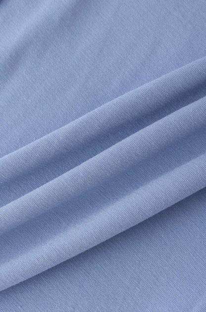 RIBBED BOTTOM T-SHIRT-LIGHT BLUE