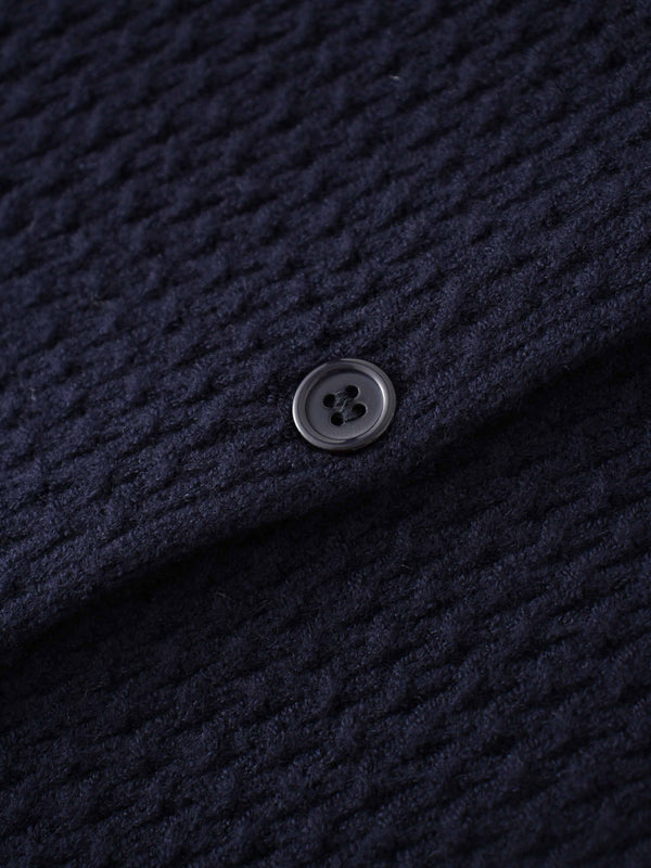 Textured Crew Cardigan-Navy