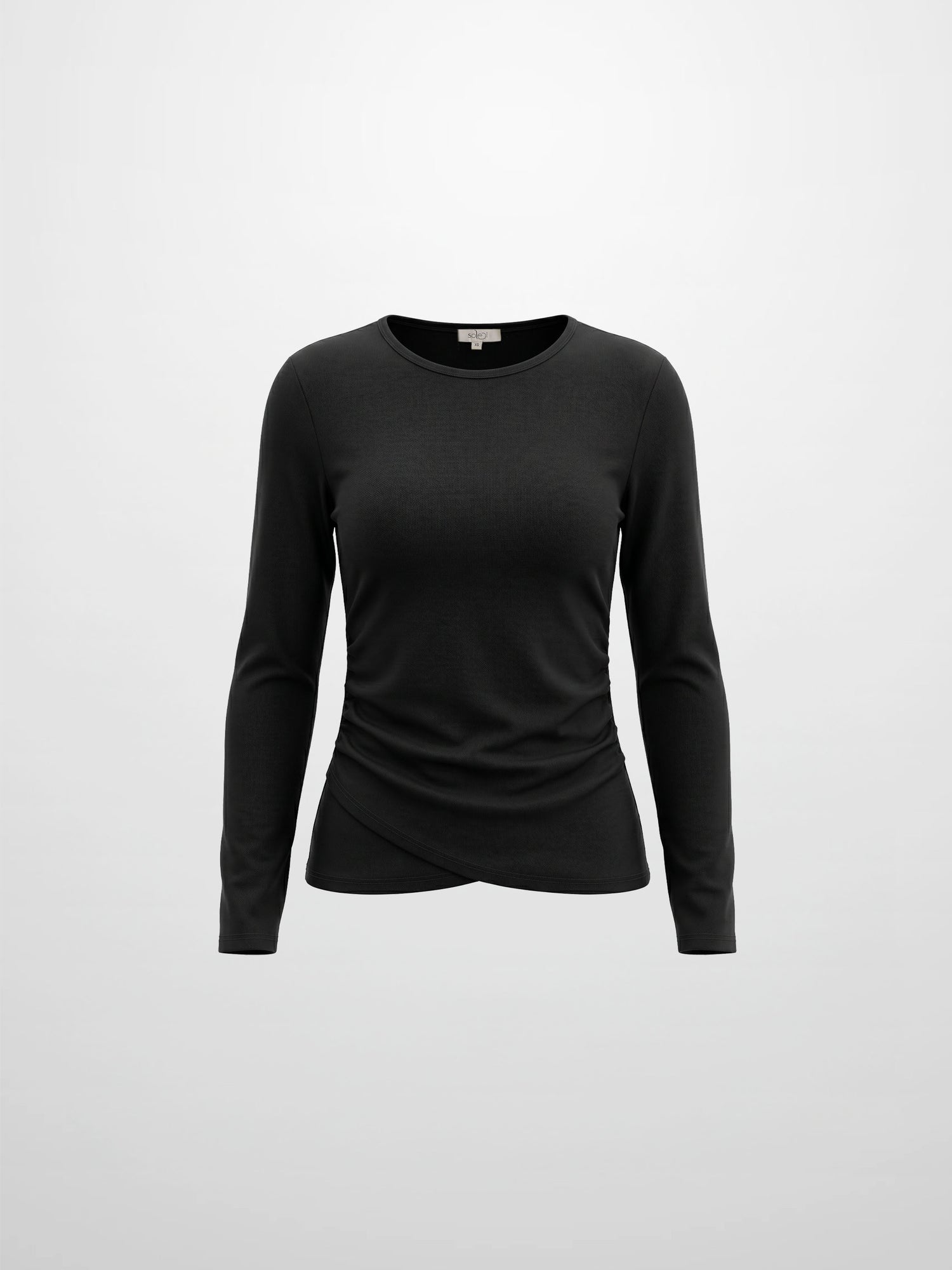 Bottom Crossover Knit Top -Black