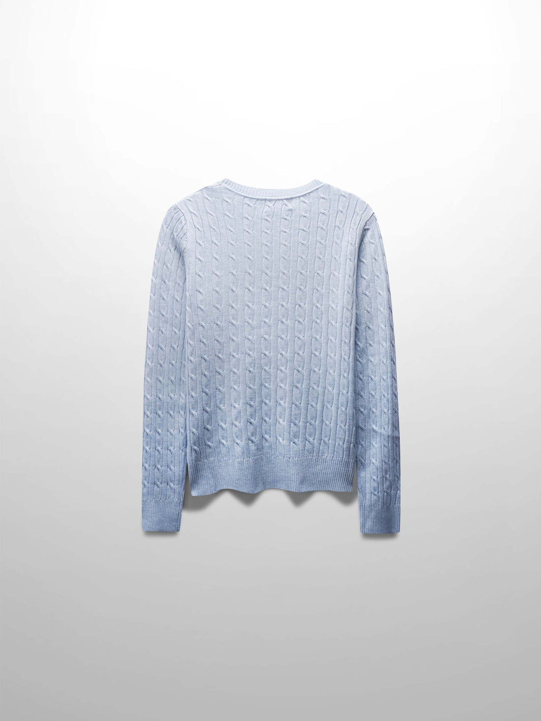 Knit Cable Sweater-Heather Light Blue