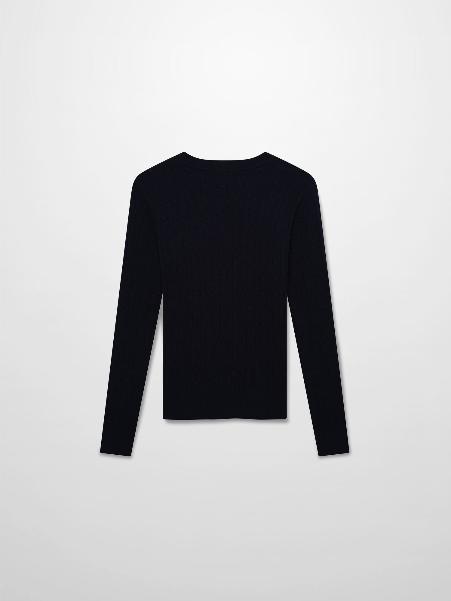 Crew Neck Cable Sweater-Navy