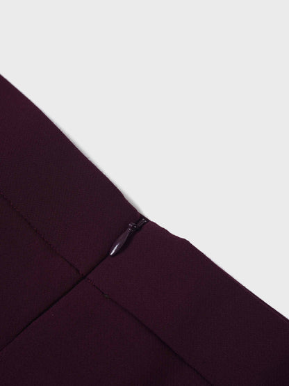 V Paneled Maxi Skirt-Burgundy