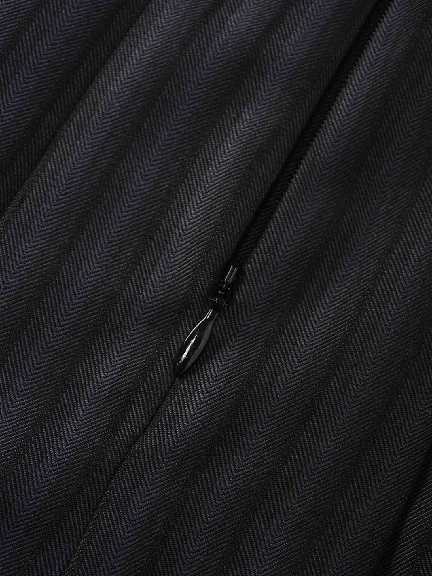 Herringbone Front Pleat Skirt-Grey/Black