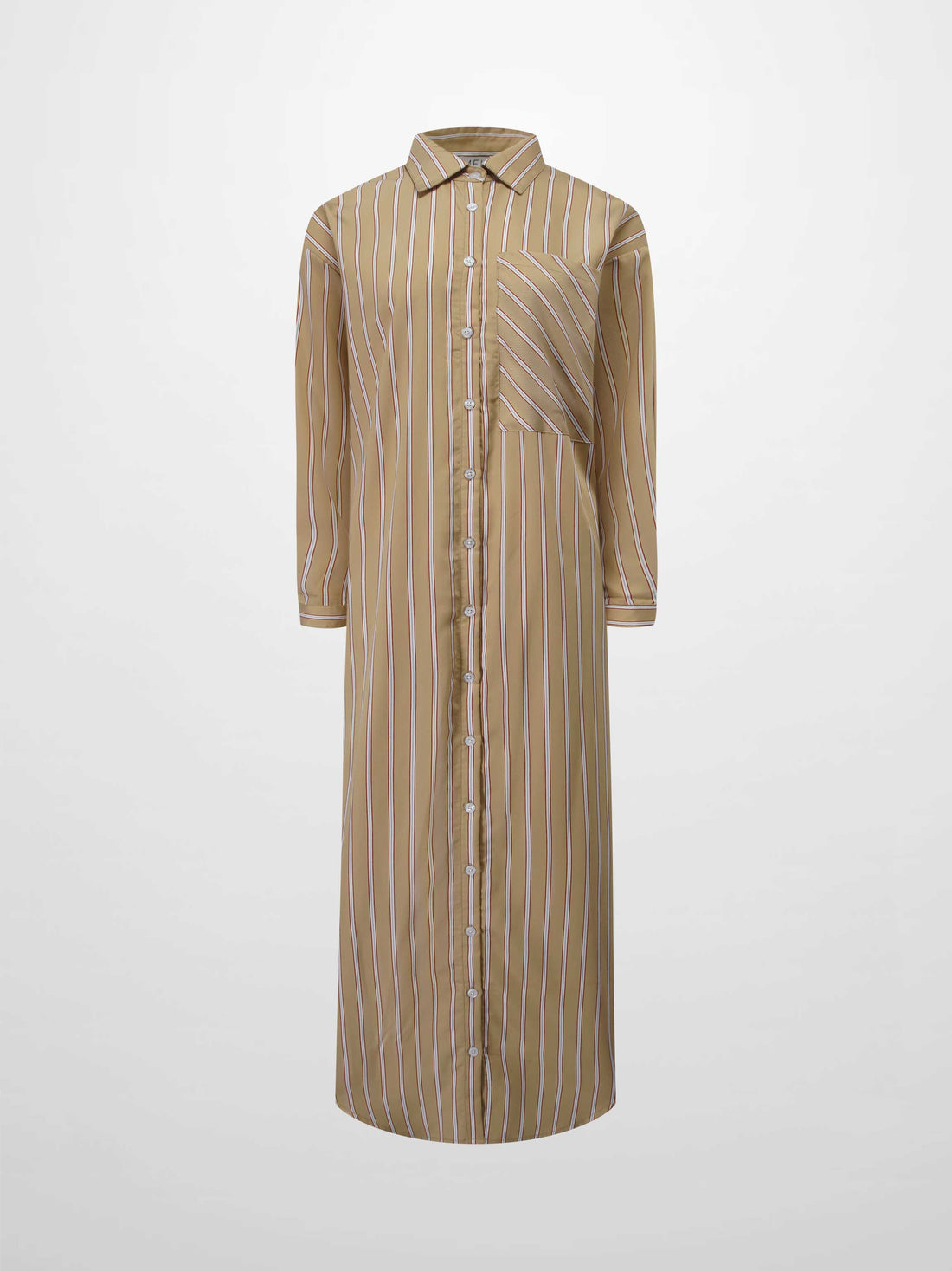 Oversized Shirtdress-Camel/White