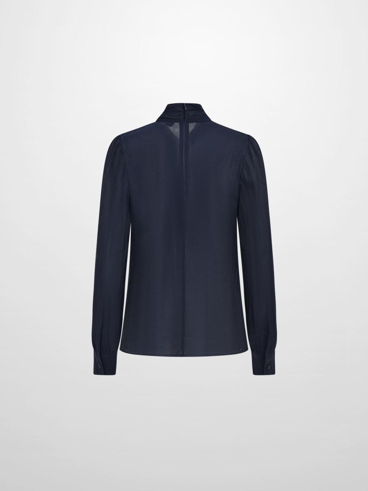 Textured Shimmer Center Bow Blouse - Navy