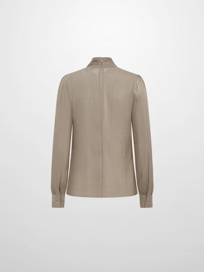 Textured Shimmer Center Bow Blouse - Grey