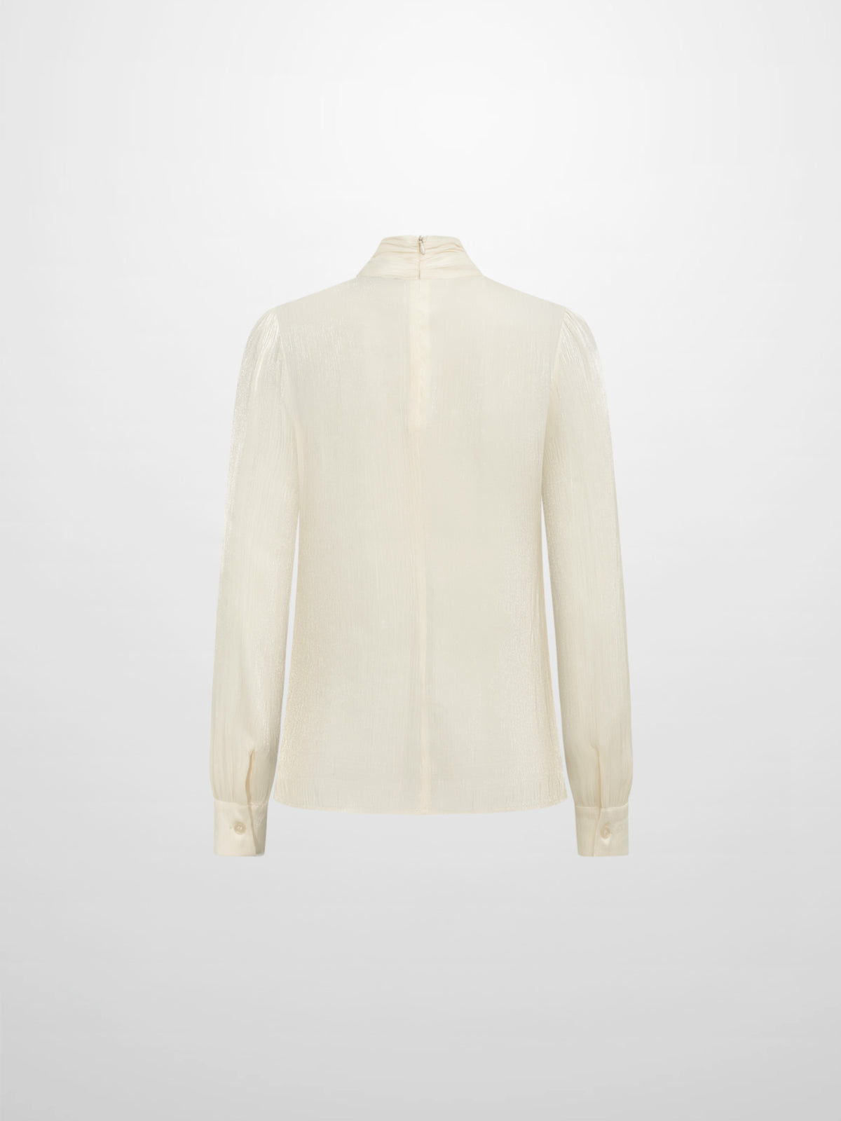 Textured Shimmer Center Bow Blouse - Cream