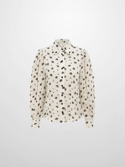 Black Floral Shimmer Blouse - Black Floral