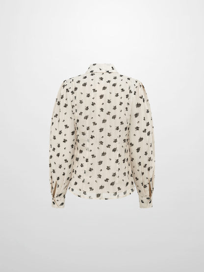 Black Floral Shimmer Blouse - Black Floral