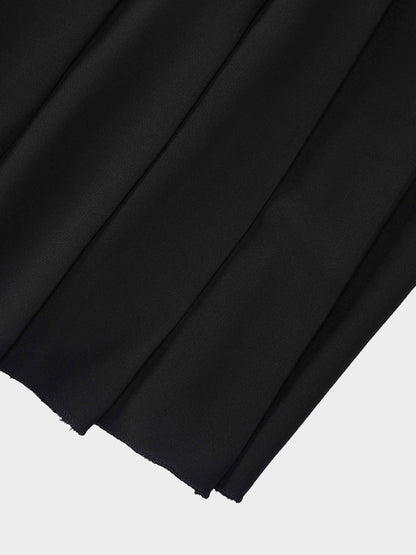Side Button Pleat Dress-Black