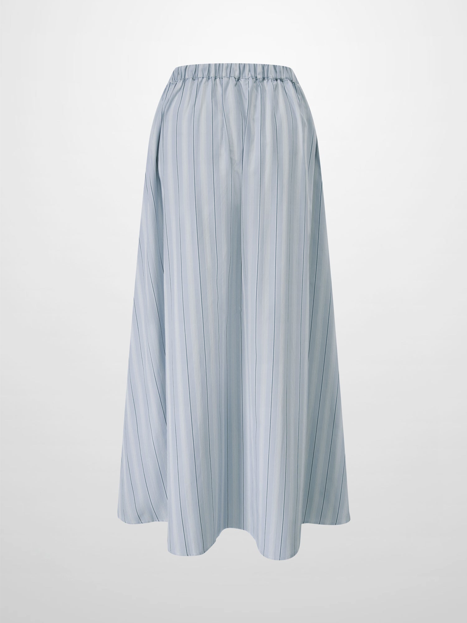Drawstring Cotton Blend Skirt-Light Blue