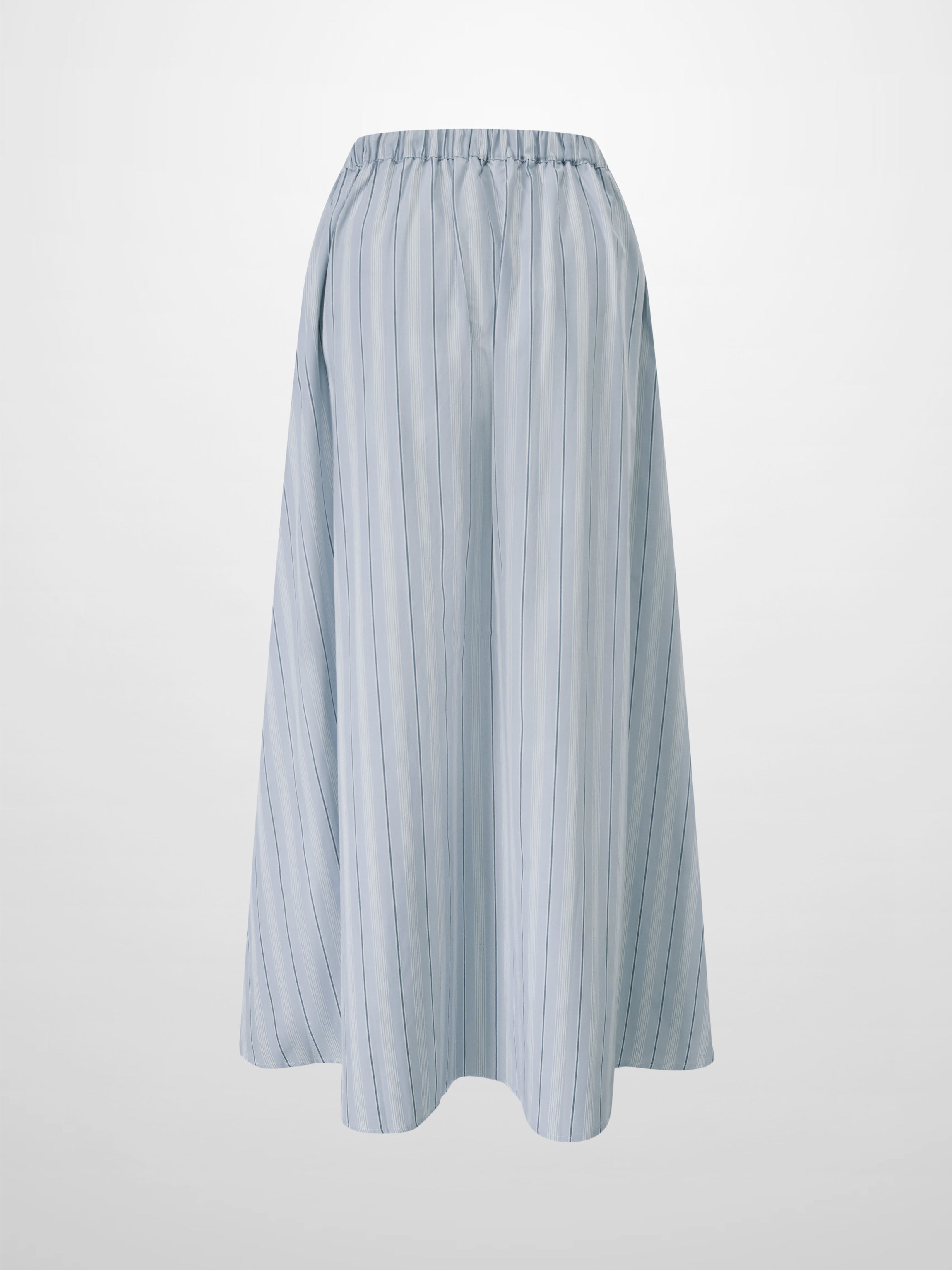 Drawstring Cotton Blend Skirt-Light Blue