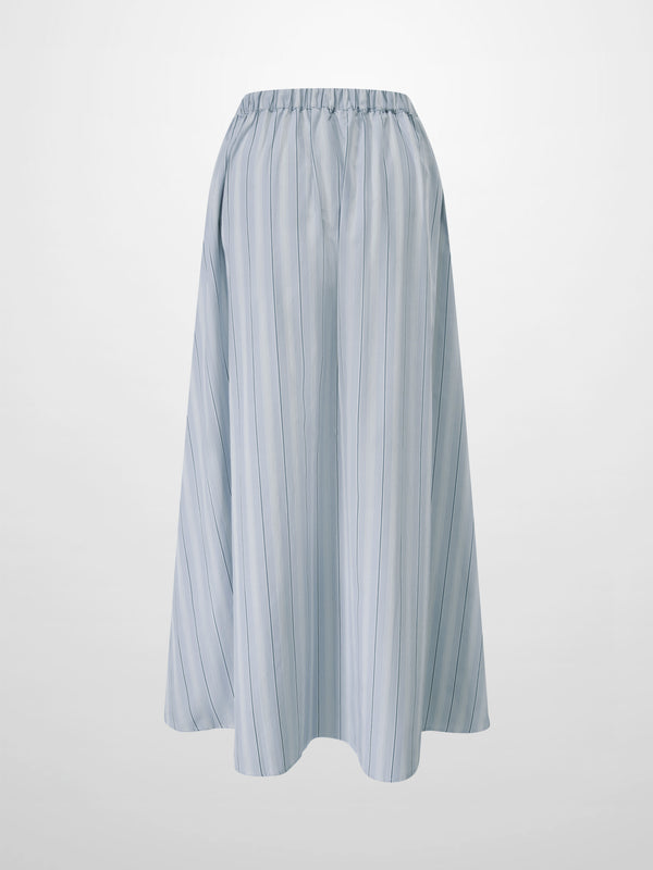 Drawstring Cotton Blend Skirt-Light Blue