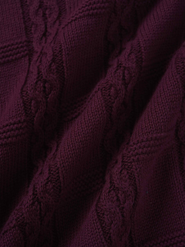 Cable Design Cardigan-Burgundy
